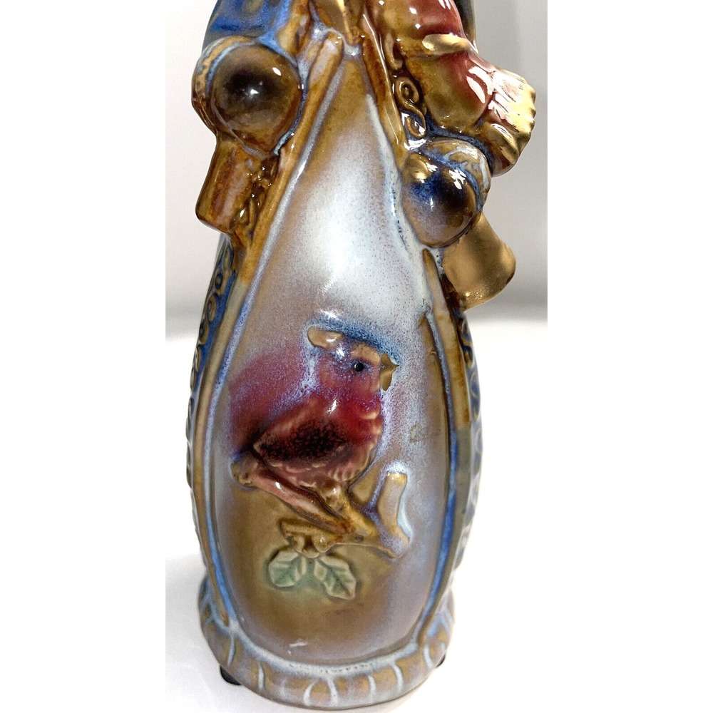 Slim Stoneware Snowman with Top Hat Scarf Lantern with Bell at Hand and Star - Picture 3 of 6